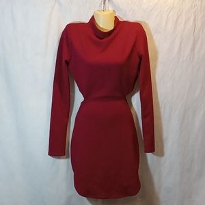 blanc Open Back Burgundy Red Knit Dress Womens Large NWT NEW
